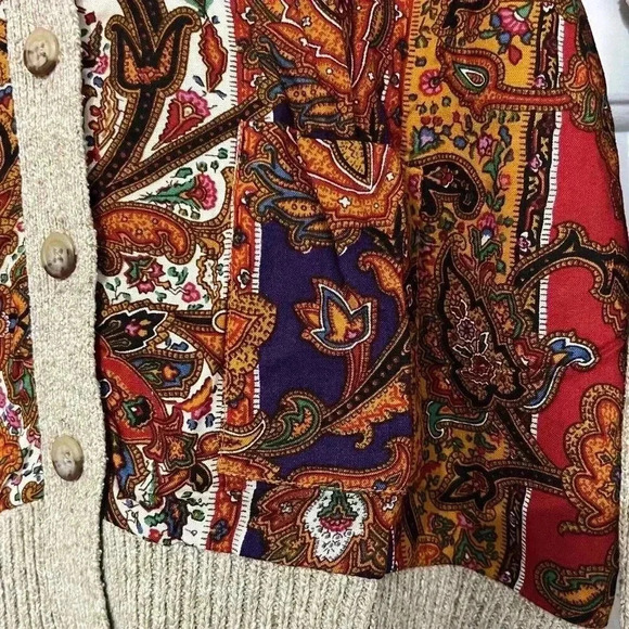 Vintage 90’s Ralph Lauren 100% Silk Button Front Cardigan Sweater Sz M Preppy - Picture 4 of 5